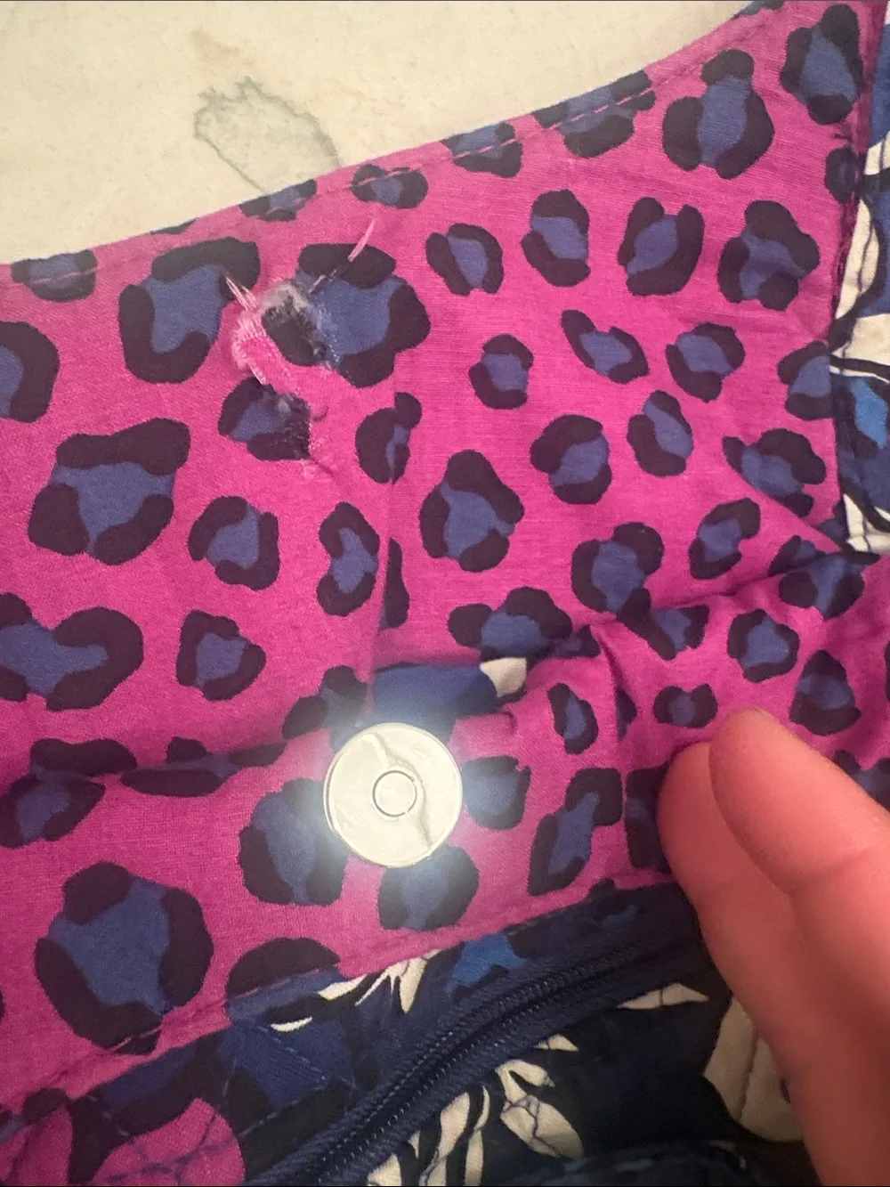 Vera Bradley Navy Floral Tote with Pink & Yellow Accents